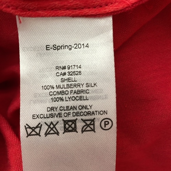 AX Armani Exchange Red Silk Shirt Dress Size 10 High Low Hem - Picture 5 of 5